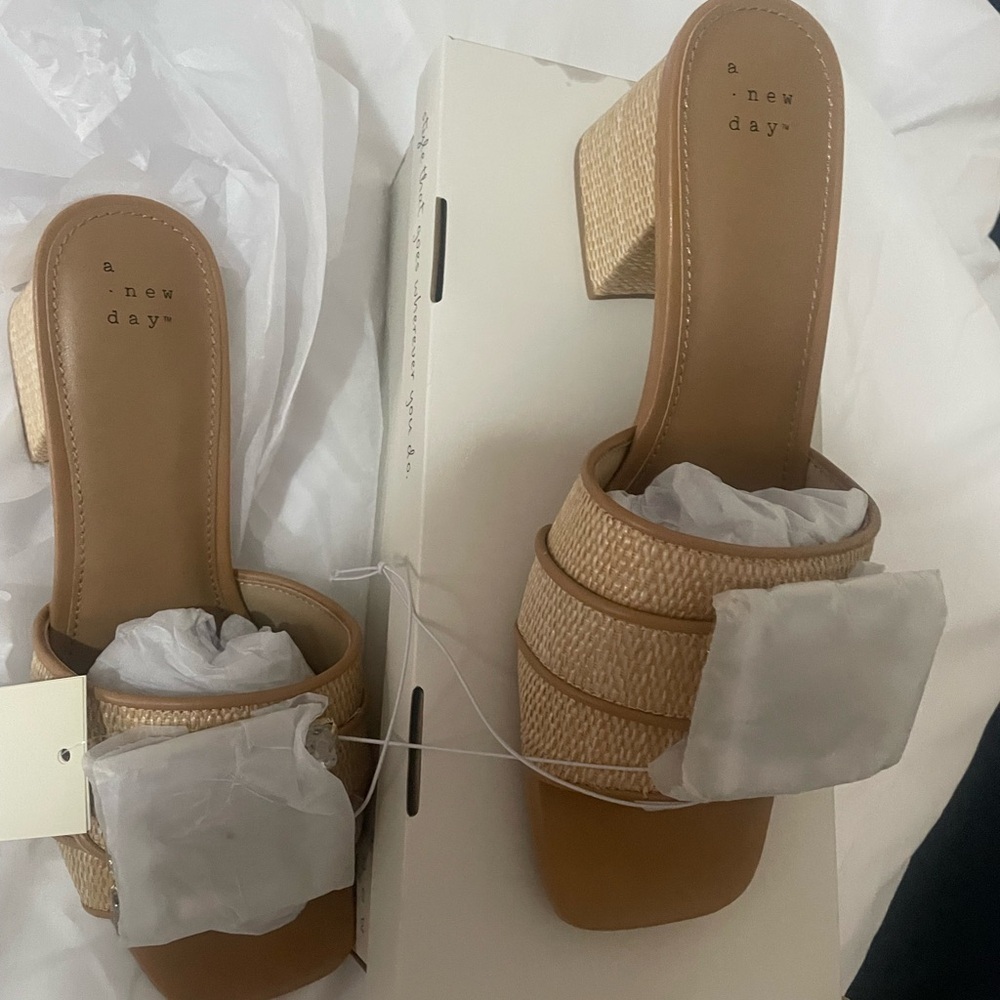 a new day Tan and Cream Mules with Block Heel - Picture 12 of 13